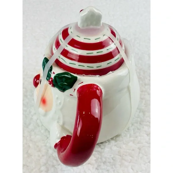 (NWT) HOLLY & MOSS • Red/White Christmas Holiday Santa Claus Teapot - Picture 4 of 12